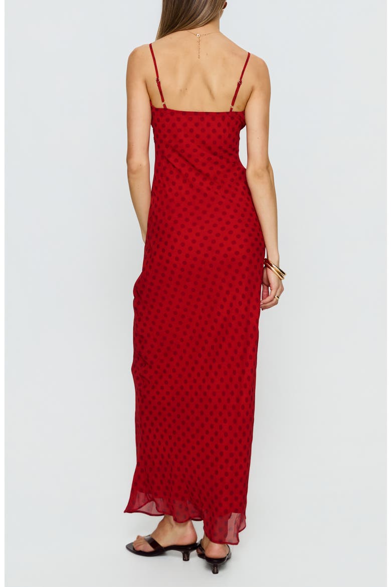Adasia Polka Dot Lace Trim Maxi Dress, Alternate, color, RED POLKA DOT