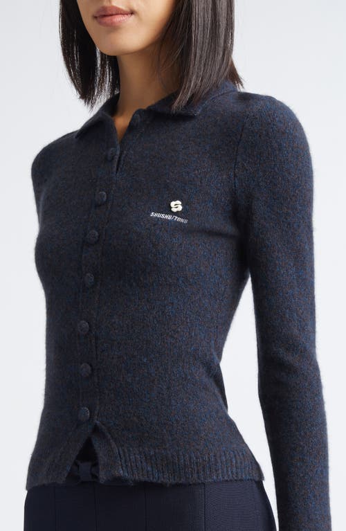 Shushu-tong Shushu/tong Logo Fitted Wool Blend Cardigan In Blue