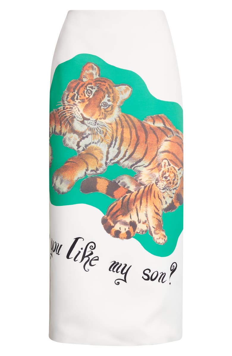 Brandon Maxwell The Mercer Tiger Print Pencil Skirt, Alternate, color, Tiger - Do You Like My Son