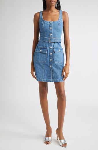 L'AGENCE Midy Belted Sleeveless Denim Minidress