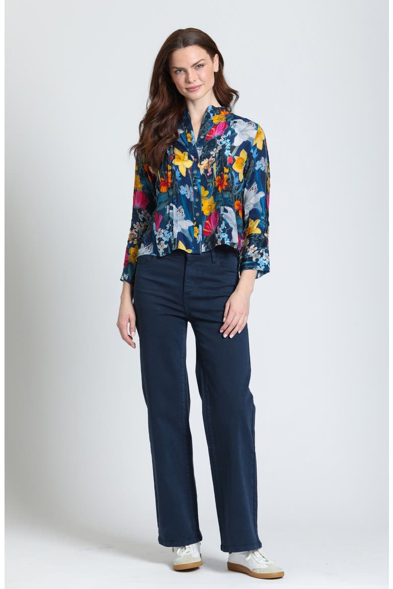 Pleated Cupro Blend Shirt, Alternate, color, MIDNIGHT INDIGO/CIRINE