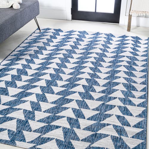 Jonathan Y Andratx Modern Geometric Indoor/outdoor Area Rug In Ivory/blue