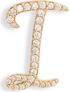 LANA 14K Gold Diamond Cursive Initial Stud Earring - 0.418ct.