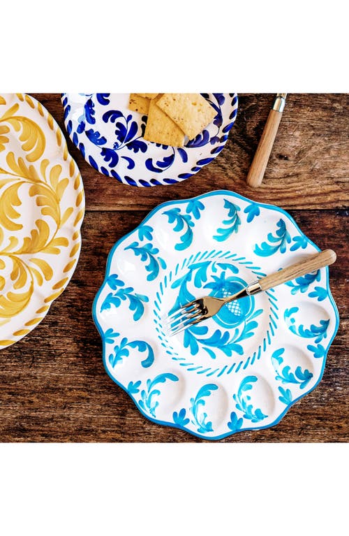 Vietri Arezzo Egg Platter In Turquoise/aqua