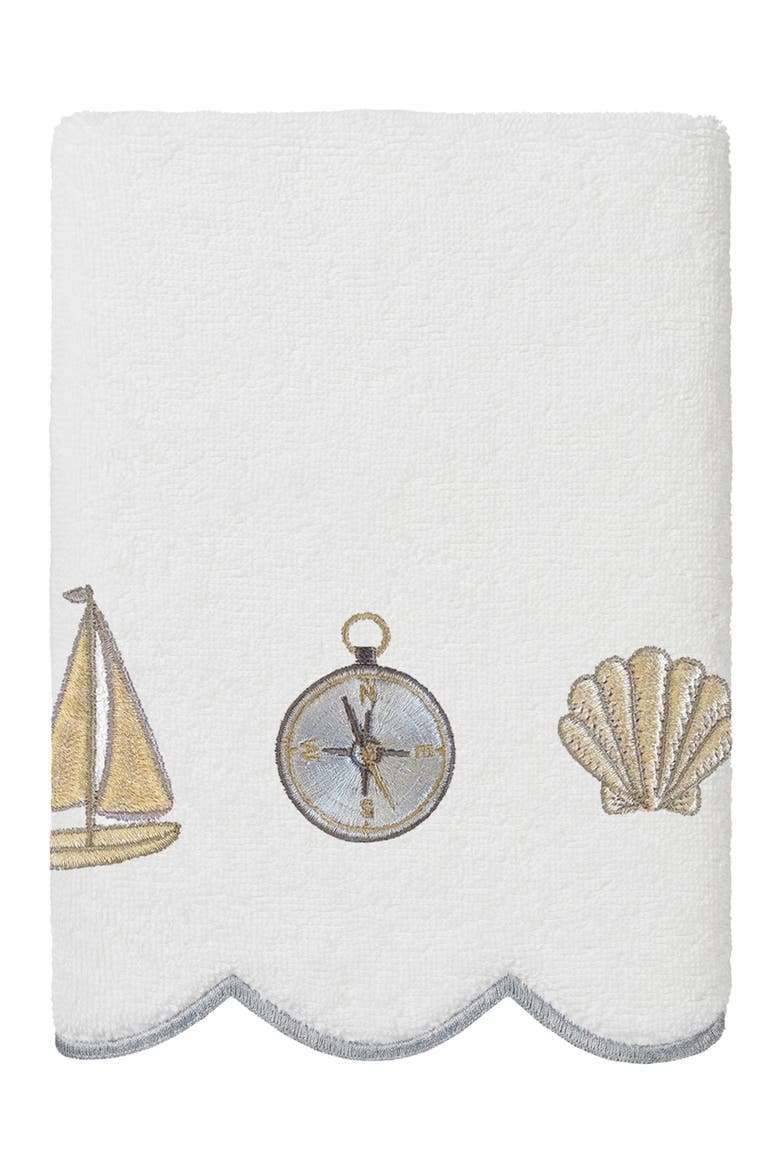 6-Piece Sea Joy Embroidered Turkish Cotton Towel Set, Alternate, color, WHITE/ GRAY