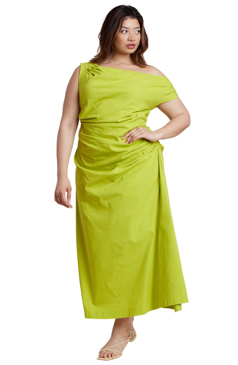 ELOQUII One Shoulder Maxi Dress, Main, color, Fragile Sprout