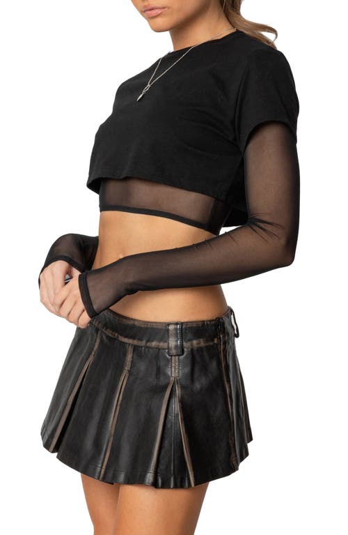 Edikted Rella Layered Long Sleeve Crop Top In Black