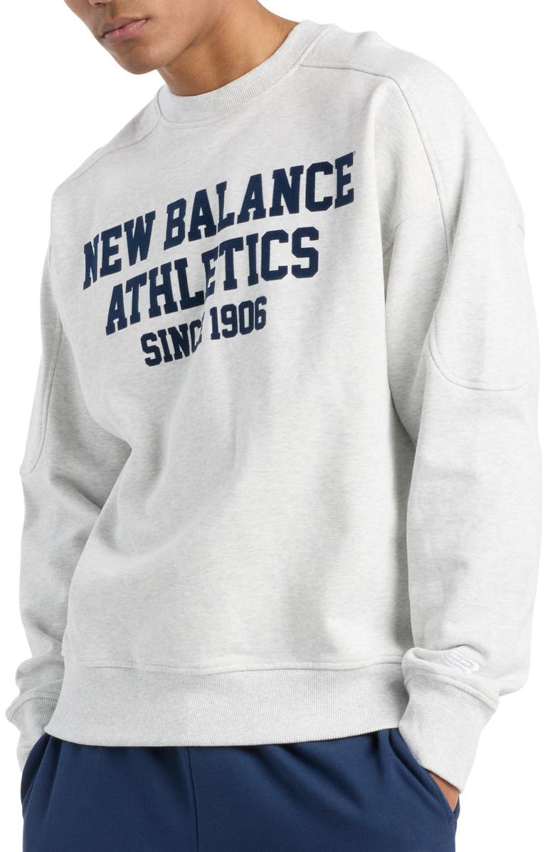 New Balance Varsity French Terry Crewneck Sweatshirt, Main, color, Ash Heather