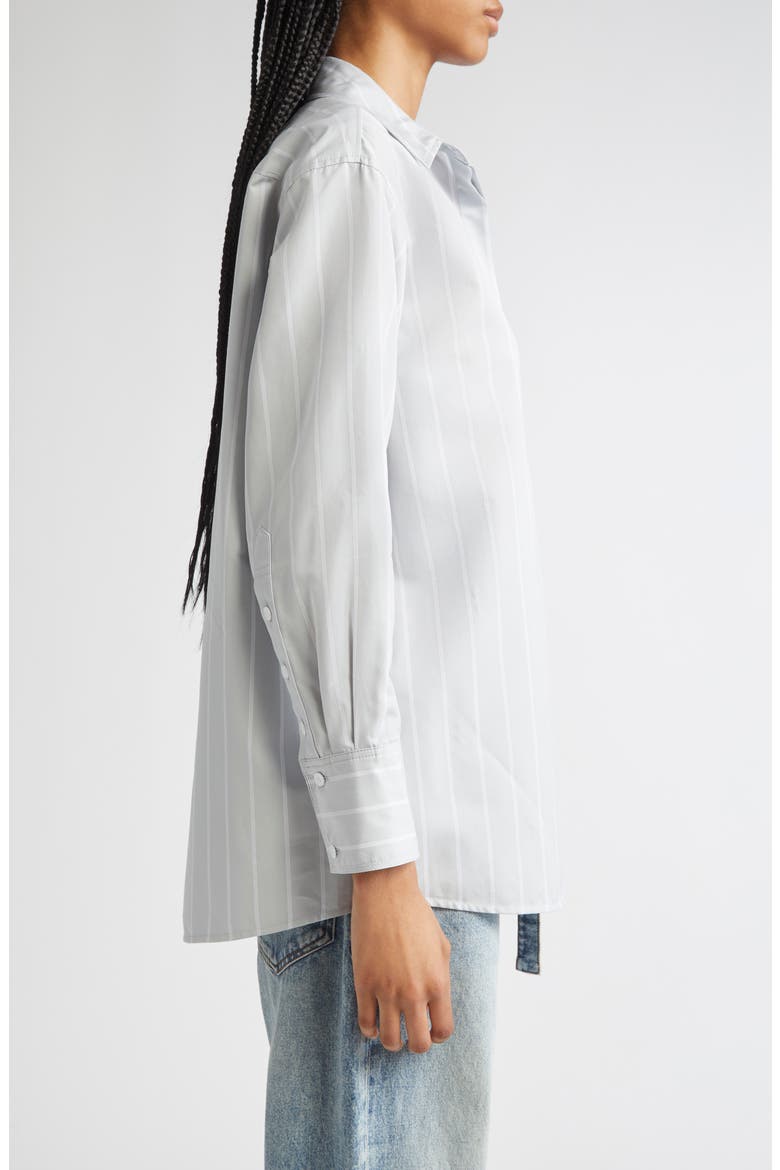 Addy Stripe Cotton & Silk Button-Up Shirt, Alternate, color, GREY MULTI