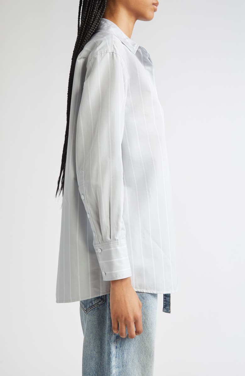 Proenza Schouler Addy Stripe Cotton & Silk Button-Up Shirt, Alternate, color, Grey Multi