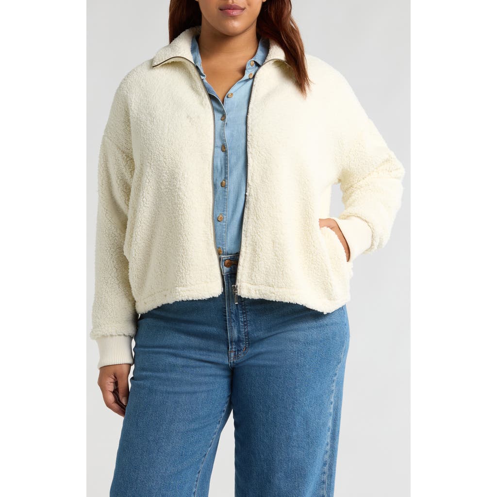 Caslonr Caslon(r) Brushed Fleece Jacket In Ivory Pristine