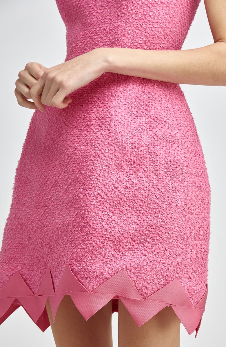 Oscar de la Renta Zigzag Hem Tweed Minidress, Alternate, color, 