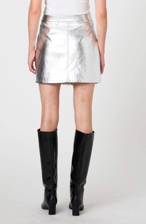 Mimi Metallic Faux Leather Miniskirt