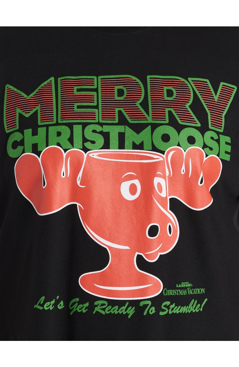 True Nation by DXL Big & Tall Griswold Merry Christmoose Graphic Tee, Alternate, color, Black