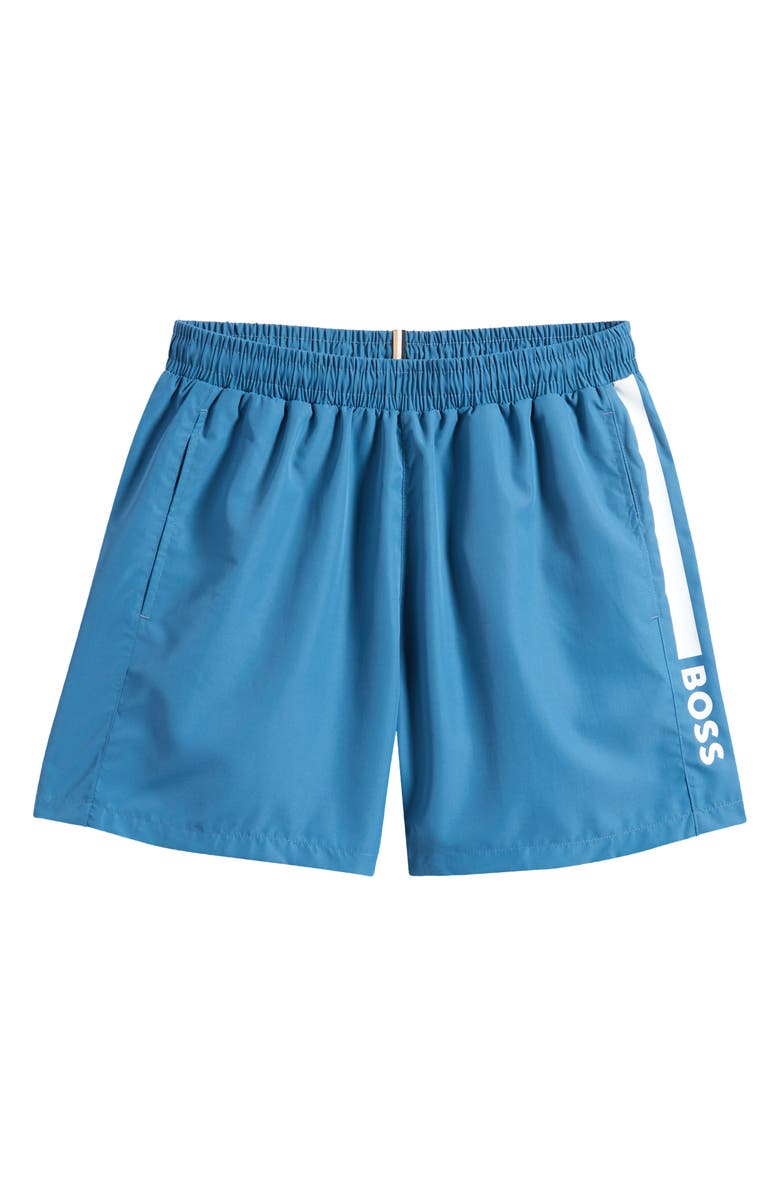BOSS Dolphin Swim Trunks, Alternate, color, Open Blue