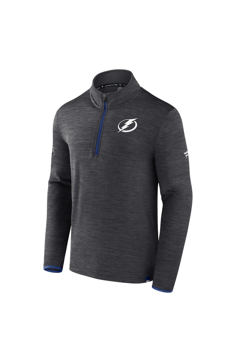 FANATICS Men's Fanatics Branded Heather Charcoal Tampa Bay Lightning Authentic Pro Quarter-Zip Pullover Top, Alternate, color,