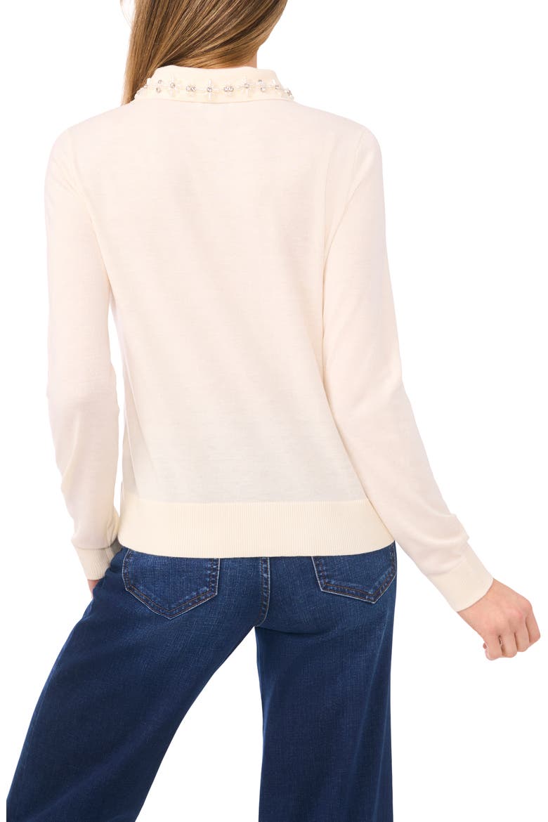 Embellished Collar Rib Sweater, Alternate, color, BUTTERCREAM