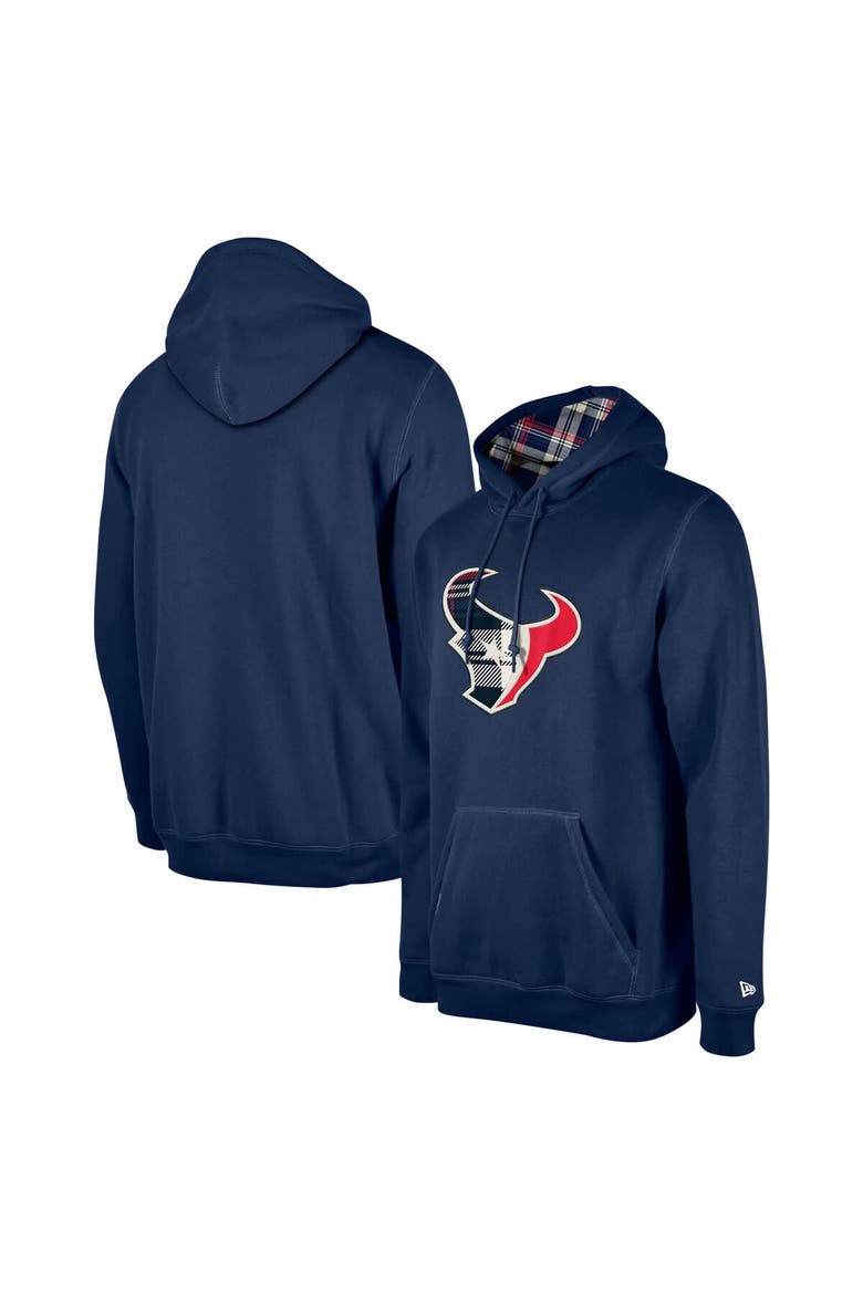Men's New Era Navy Houston Texans 3rd Down Plaid Pullover Hoodie, Main, color, Navy