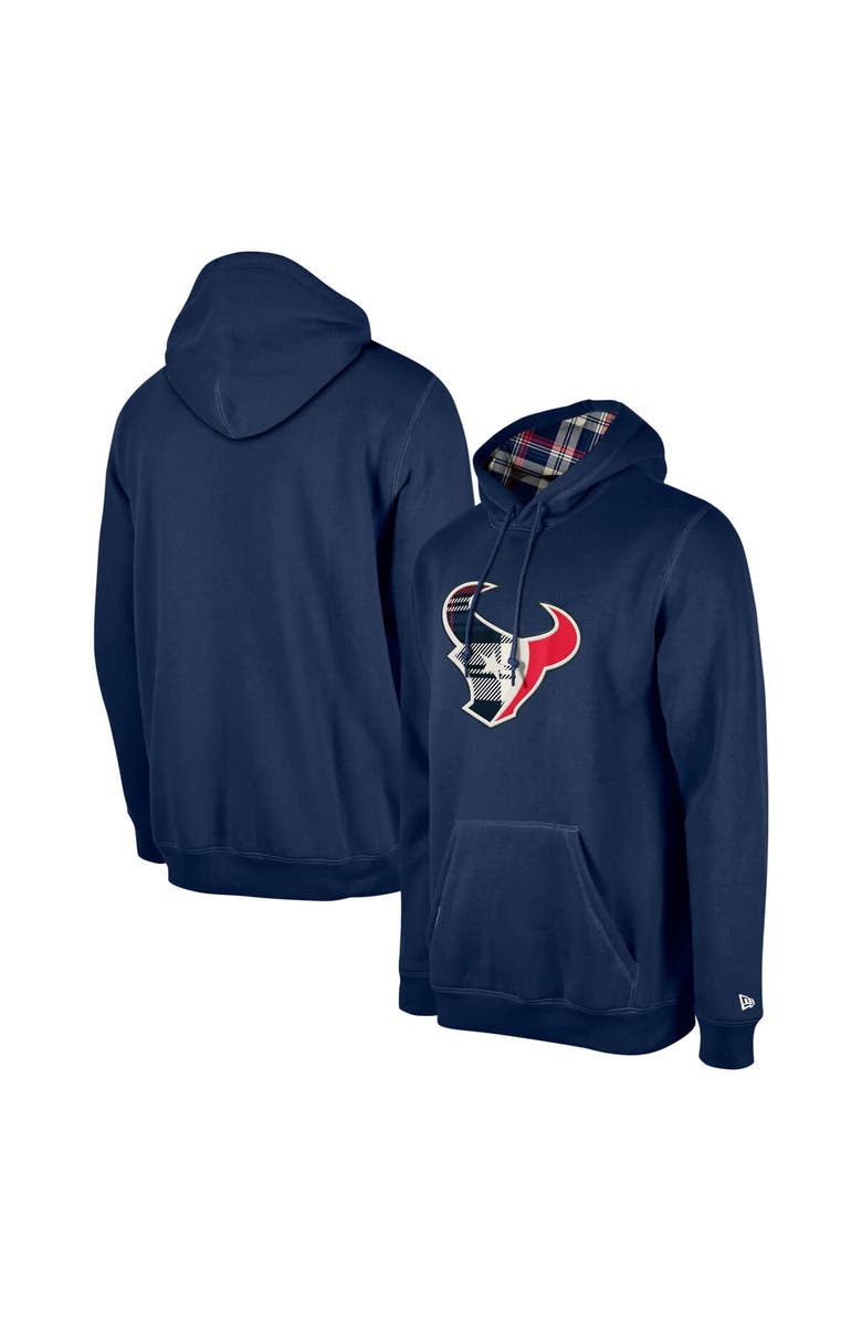 New Era Men's New Era Navy Houston Texans 3rd Down Plaid Pullover Hoodie, Main, color, Navy