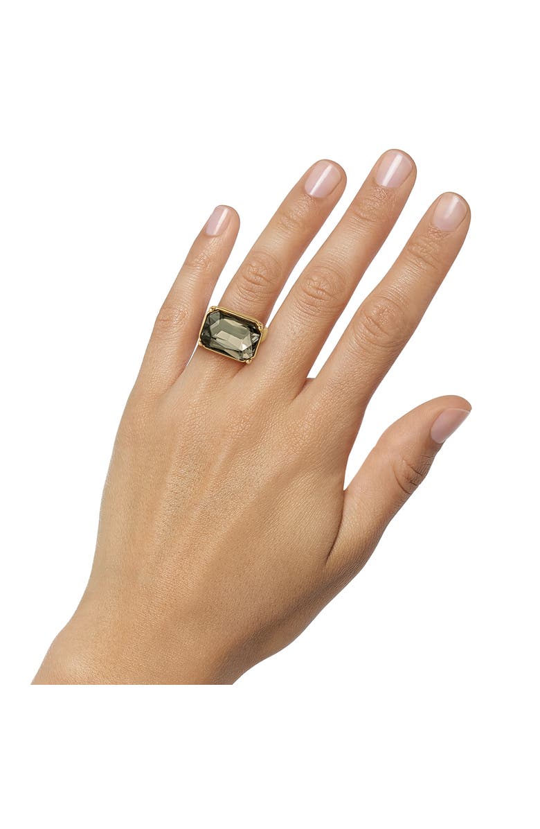 Jessica Simpson Gold-Tone Smoky Black Rectangle Stone Ring, Alternate, color, 