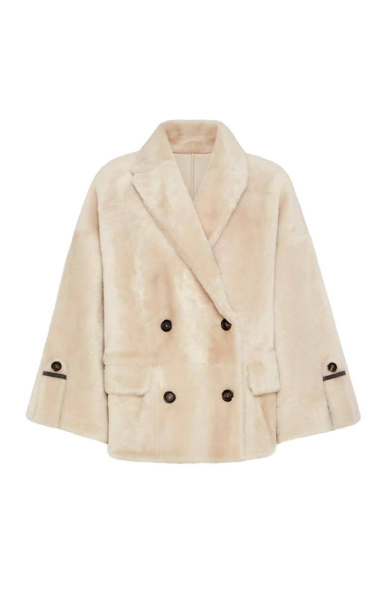 Brunello Cucinelli Shearling reversible outerwear, Main, color, Ivory