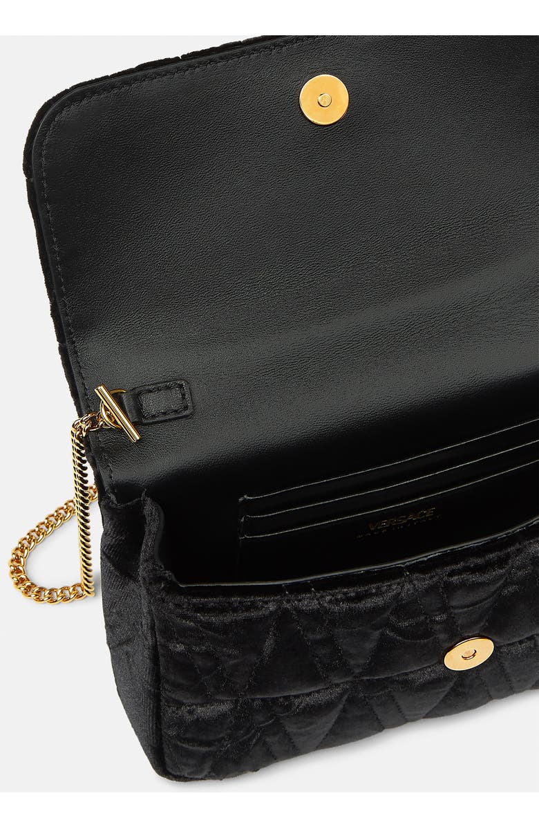 Versace Mini Virtus Quilted Velvet Evening Bag, Alternate, color,