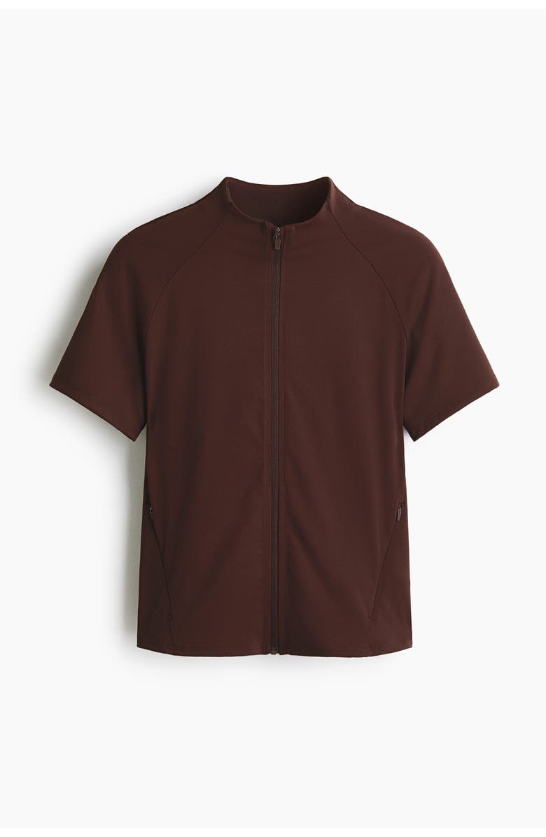 H&M Short-sleeved Jacket With Sculptmove, Main, color, Warm Brown