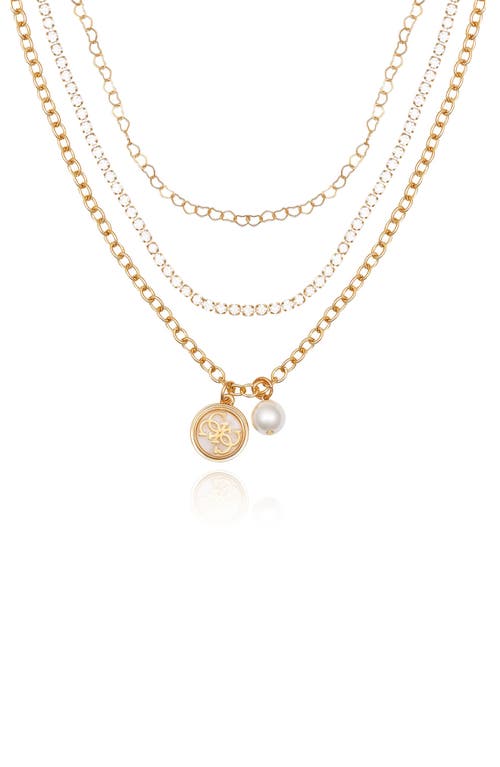 Guess Enamel Logo Layered Chain Necklace In Gold