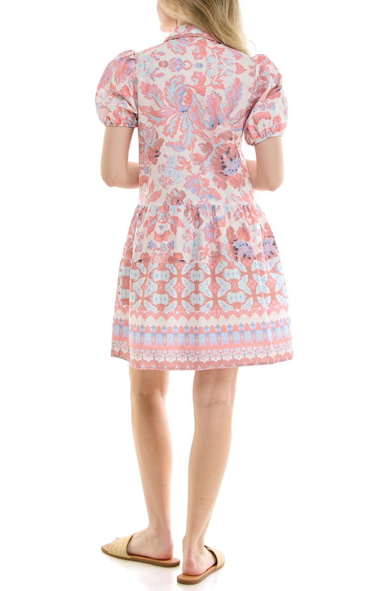 Nicole Miller Puff Sleeve Shirtdress, Alternate, color, Boheme Rose