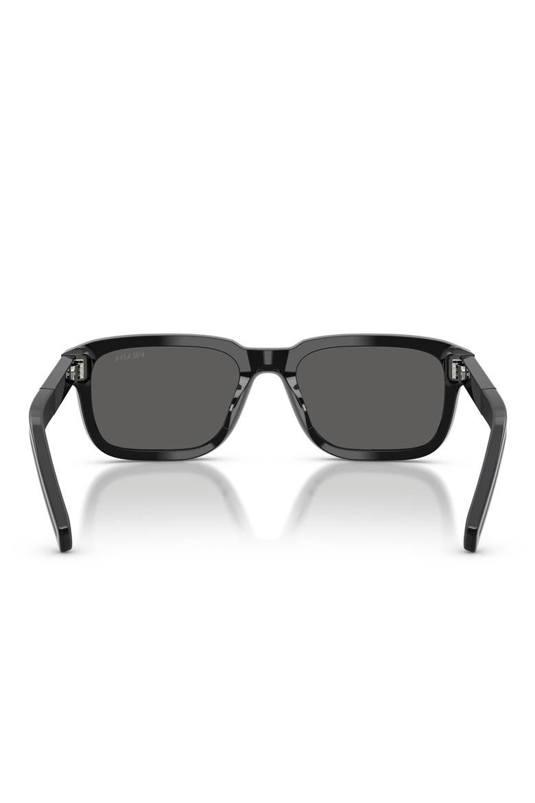 PR D16SF 57mm Rectangle Sunglasses, Alternate, color, BLACK / DARK GREY