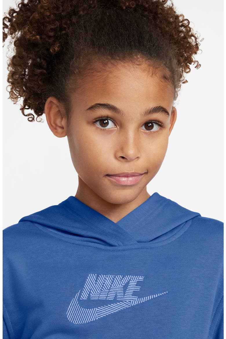 Kids' Cotton French Terry Hoodie, Alternate, color, COMET BLUE/ ALUMINUM