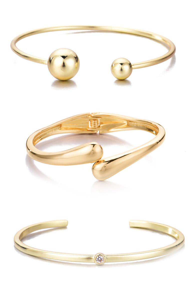 Set of 3 Assorted Bracelets, Main, color, GOLD
