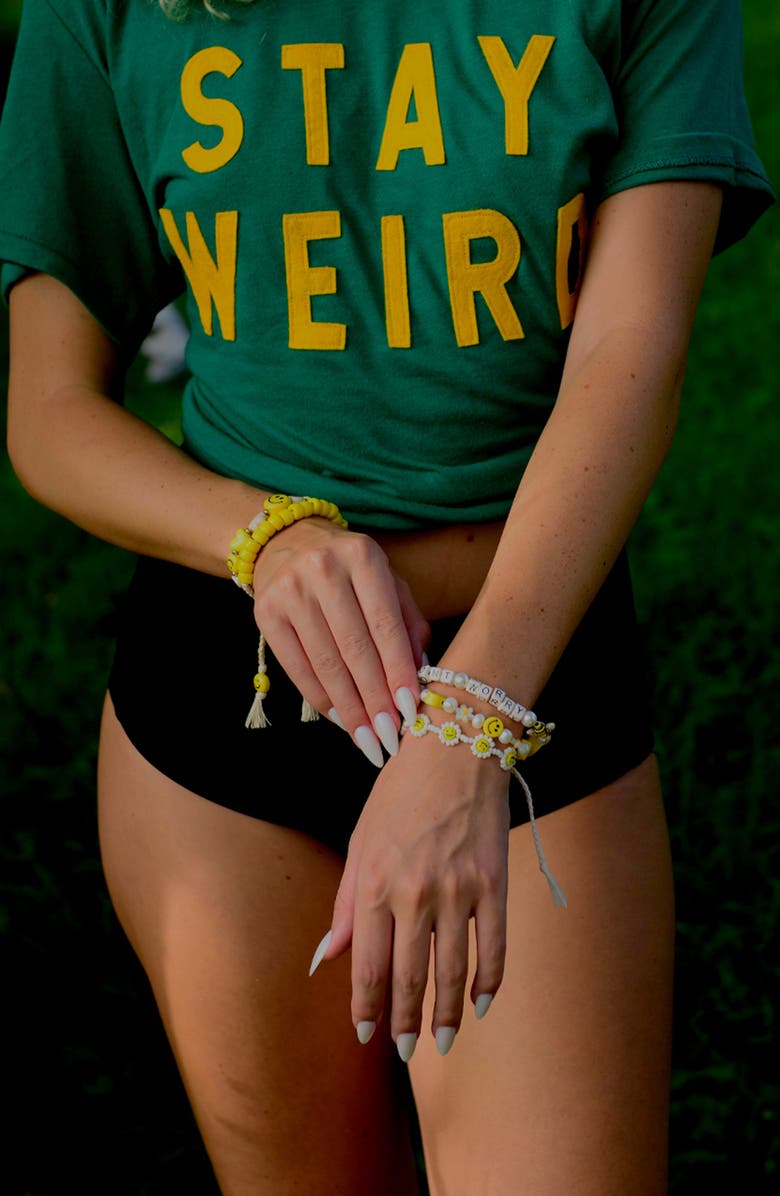 Venessa Arizaga Don't Worry Bee Happy Pearl Bracelet, Alternate, color, White