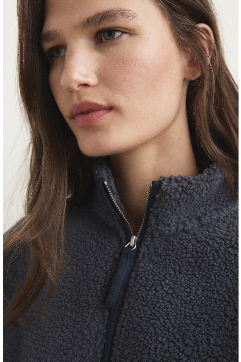 Oversize High Pile Fleece Half Zip Pullover, Alternate, color, INK BLUE