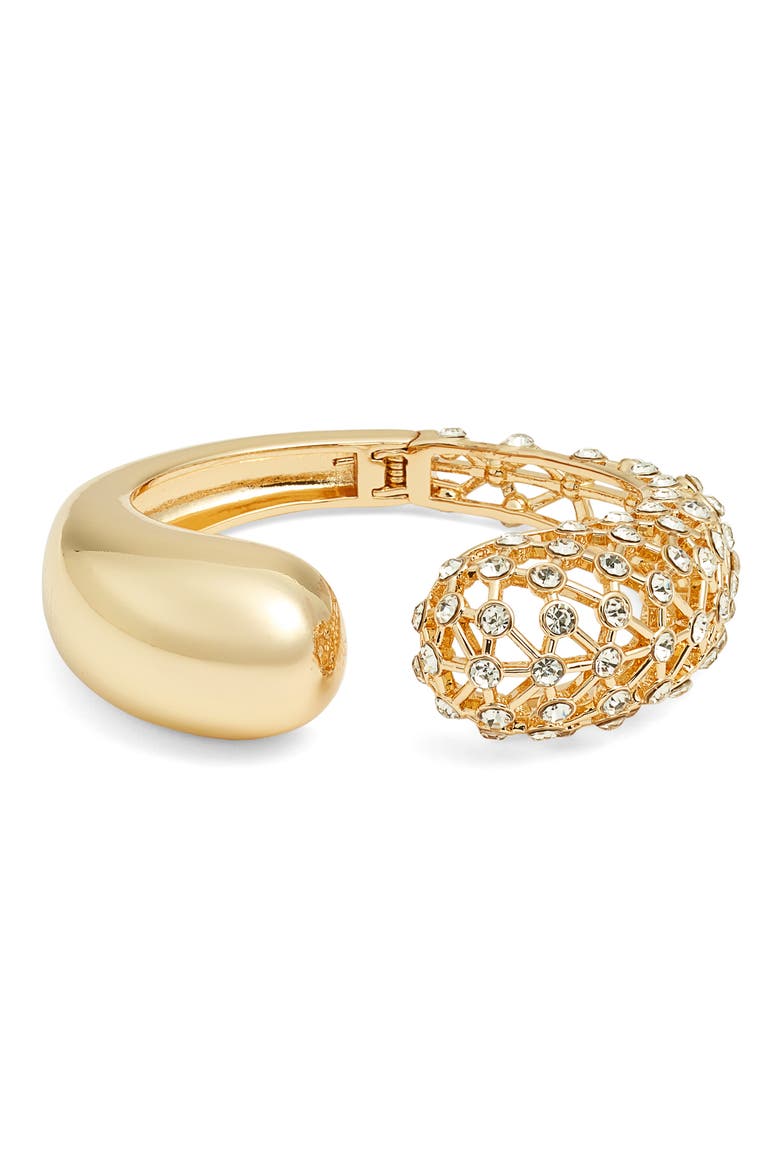 Hinge Stone Cage Bracelet, Main, color, CLEAR- GOLD