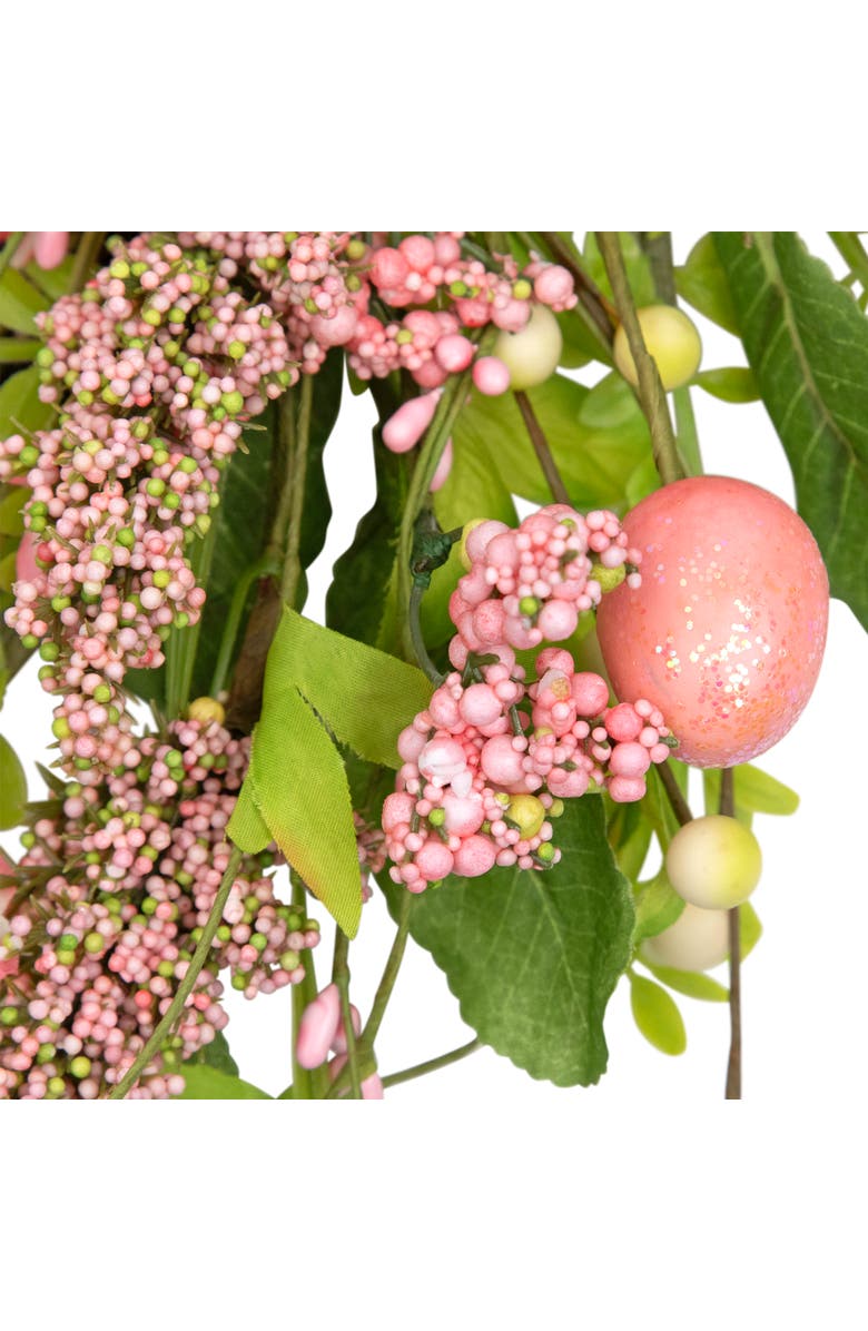 Northlight Glittered Eggs and Hibiscus Small Artificial Easter Twig Wreath - 20", Alternate, color, Green