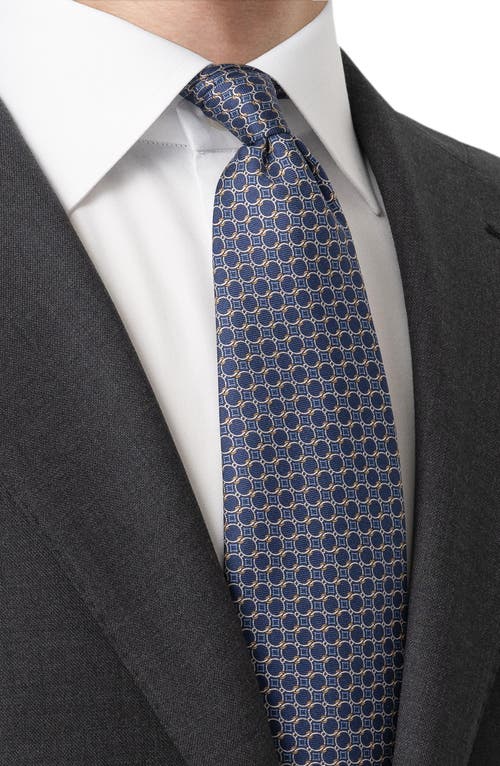 Eton Classic Geometric Silk Tie In Blue