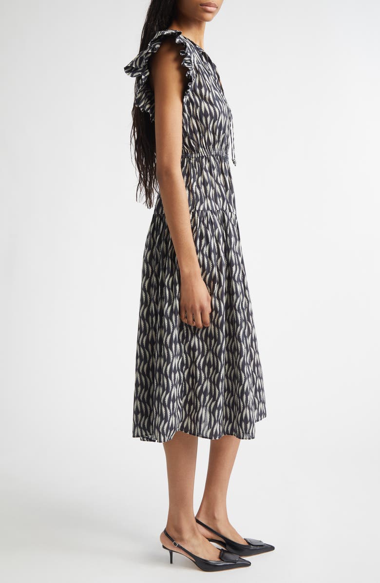 Ulla Johnson Kairi Flutter Sleeve Midi Dress, Alternate, color, Graphite
