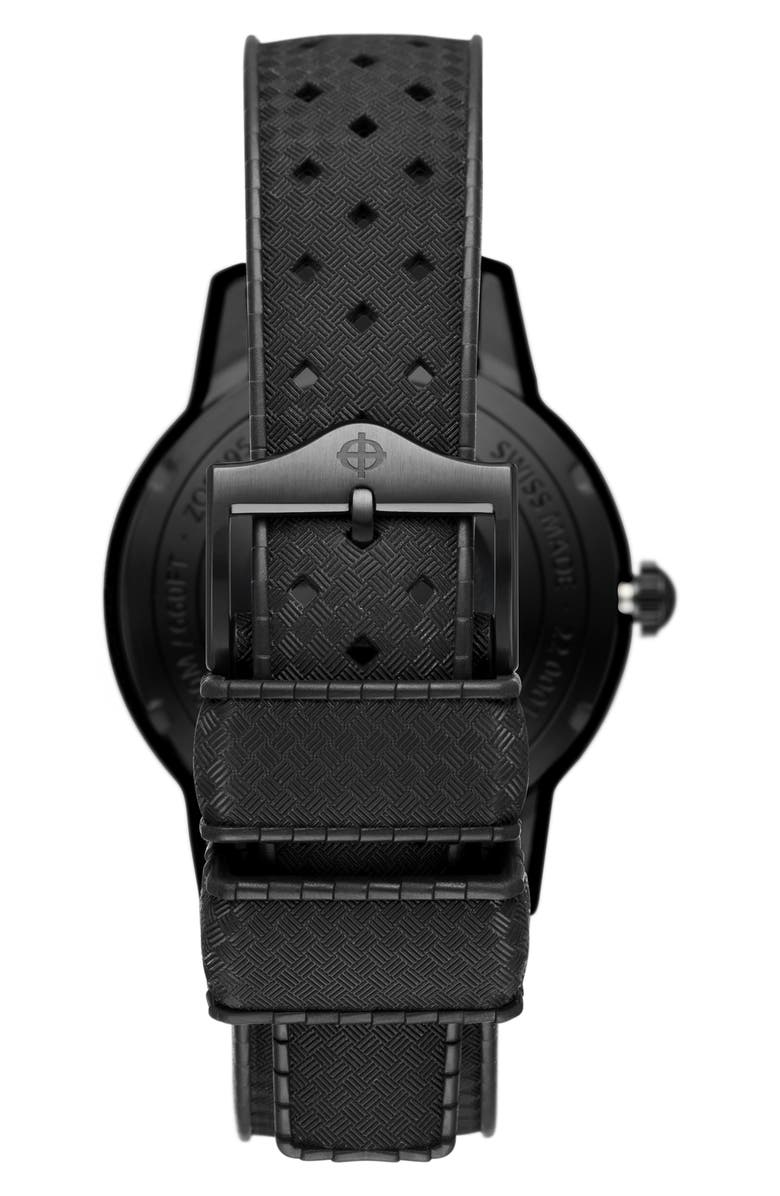 Zodiac Ceramic Compression Diver Automatic Rubber Strap Watch, 41mm, Alternate, color, Black