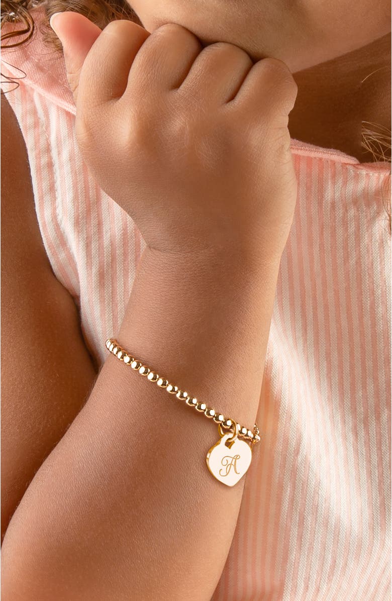 Tiny Blessings 14K Gold 3mm Beads & Engraved Initial 5.25" Bracelet, Alternate, color, 14K Gold - A