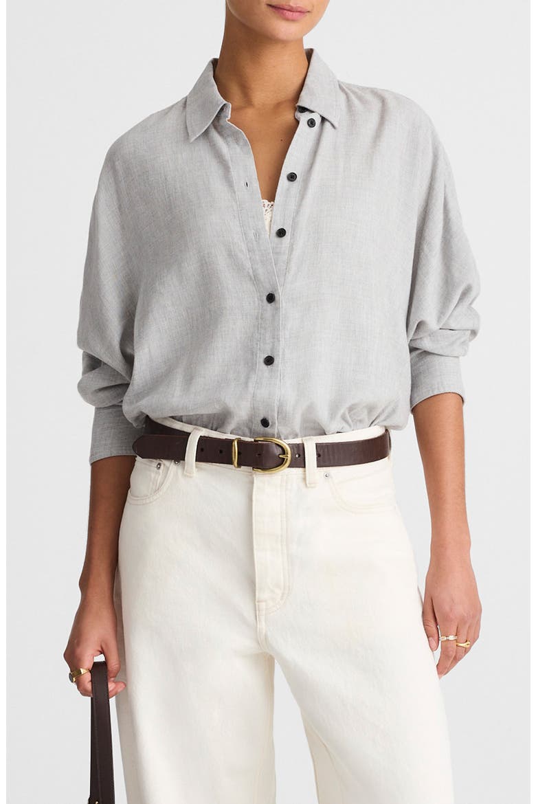 Heathered Flannel Dolman Sleeve Button-Up Shirt, Main, color, HEATHER GREY