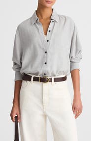 Madewell Heathered Flannel Dolman Sleeve Button-Up Shirt