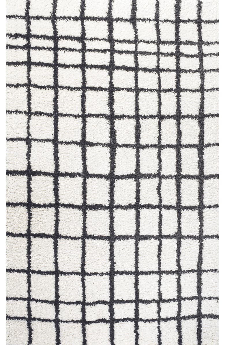 JONATHAN Y Arenal Geometric Grid Shag Area Rug, Main, color, White/Gray
