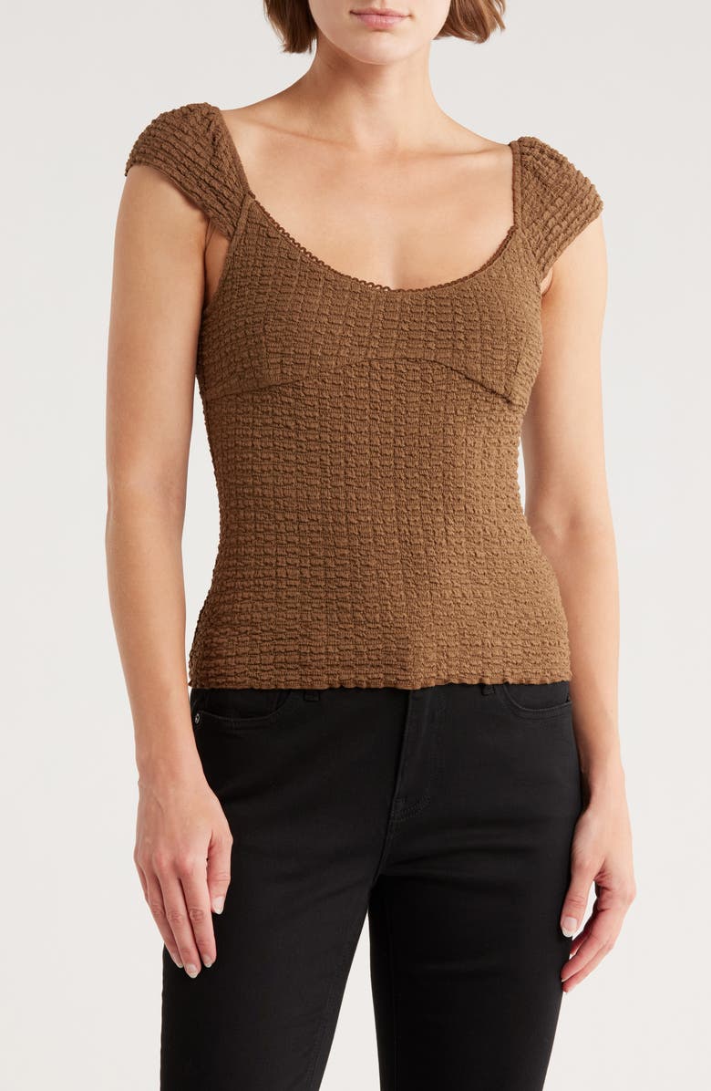 Elodie Sweetheart Neck Cap Sleeve Top, Main, color, Brown