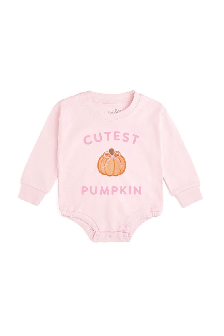 Cutest Pumpkin Patch Long Sleeve Romper, Main, color, Ballet Pink
