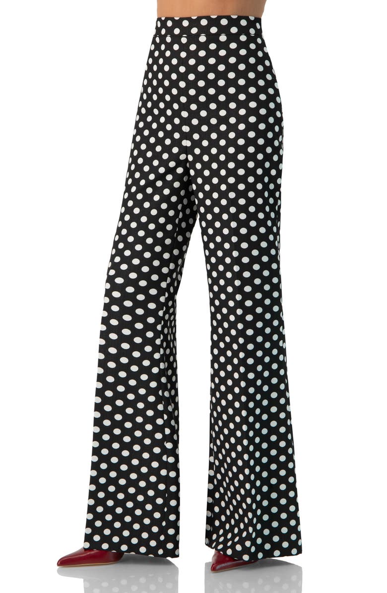 IVONNE Polka Dot Flared Pants, Main, color, Black