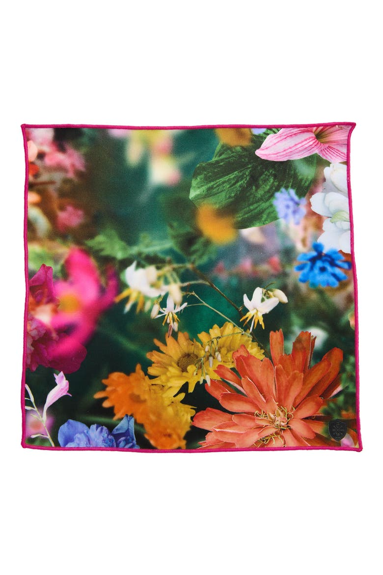 Fuchsia Multifloral Silk Pocket Square, Alternate, color, PINK