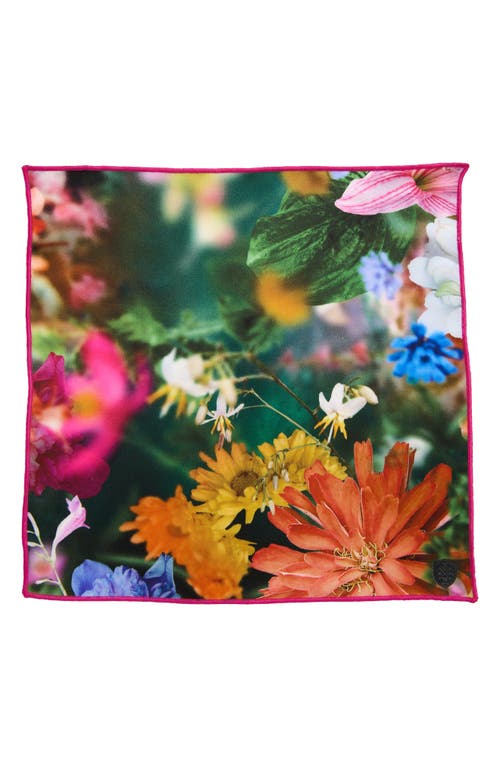 Clifton Wilson Fuchsia Multifloral Silk Pocket Square