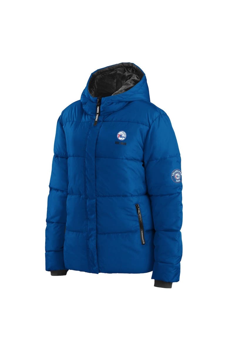 WEAR by Erin Andrews Women's WEAR by Erin Andrews Royal Philadelphia 76ers Plush Puffer Full-Zip Jacket, Alternate, color, Royal