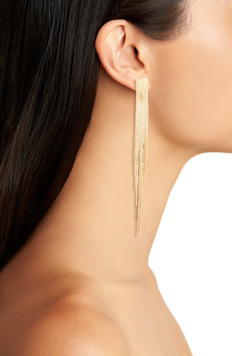 BP. Metal Fringe Earrings, Alternate, color,